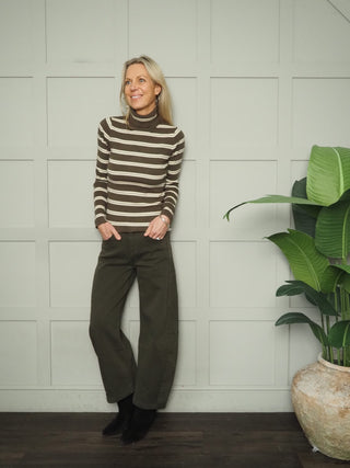 Hempstead Barrel Leg Jeans  - Chocolate, Khaki, Navy Blue