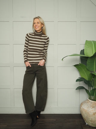 Hempstead Barrel Leg Jeans  - Chocolate, Khaki, Navy Blue