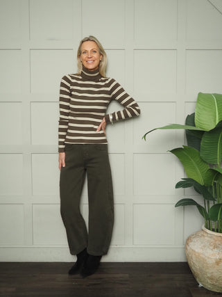 Hempstead Barrel Leg Jeans  - Chocolate, Khaki, Navy Blue