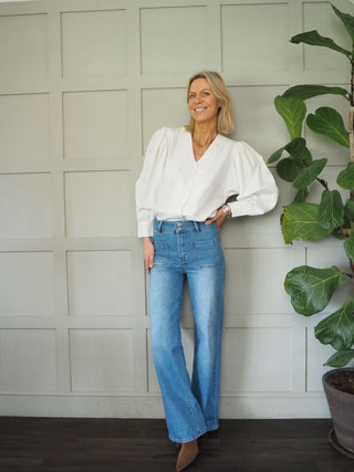 Daze Wide Leg Denim Jeans - Light-Mid Blue