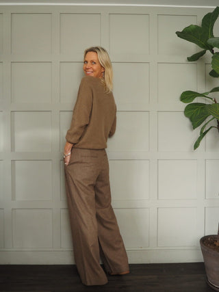 JennaBella Wide Leg Trousers by Moss Copenhagen - Walnut