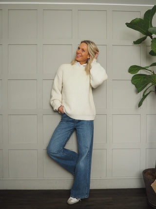 Bleona Chunky Knit Wool Jumper by Moss Copenhagen - Ecru