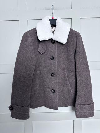 Sylvia Coat with Detachable Collar by Part Two - Oatmeal, Walnut