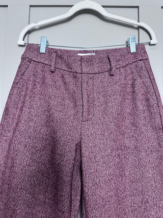 Tarrina Wool Mix Herringbone Trousers by mbyM - Burgundy, Oatmeal