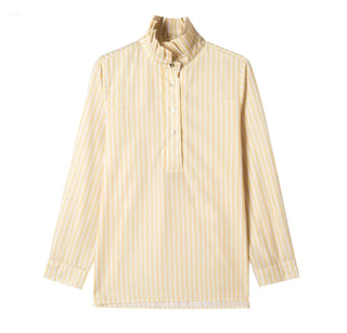 Primrose Blouse with Pleated Collar  - Yellow/White