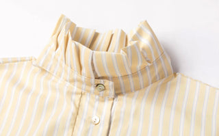 Primrose Blouse with Pleated Collar  - Yellow/White
