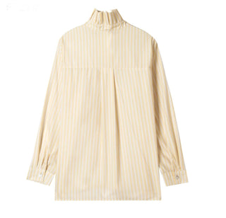 Primrose Blouse with Pleated Collar  - Yellow/White