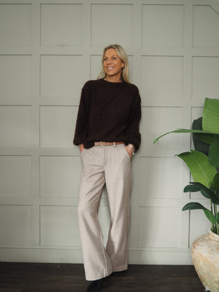 Olympia Jumper with Polka Dot Ribbon - Chocolate