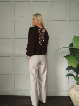 Olympia Jumper with Polka Dot Ribbon - Chocolate