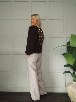 Olympia Jumper with Polka Dot Ribbon - Chocolate