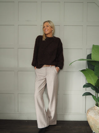 Olympia Jumper with Polka Dot Ribbon - Chocolate