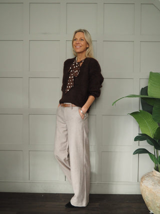 Olympia Jumper with Polka Dot Ribbon - Chocolate