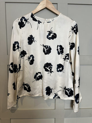 Erwina Round Neck Flower Pattern Blouse by Soaked - Ivory