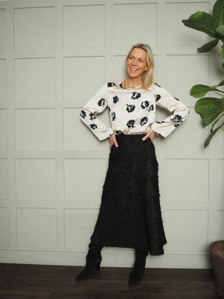 Erwina Round Neck Flower Pattern Blouse by Soaked - Ivory