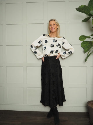 Erwina Round Neck Flower Pattern Blouse by Soaked - Ivory