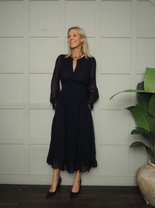 Stephanie Long Dobby Fabric Dress by Luella - Navy Blue