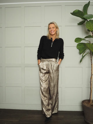 Dalona Trousers with Metallic Finish by BYoung - Gold Mix