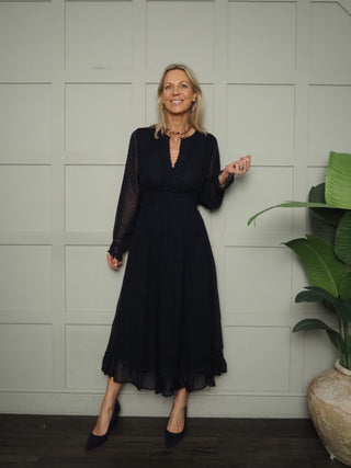 Stephanie Long Dobby Fabric Dress by Luella - Navy Blue