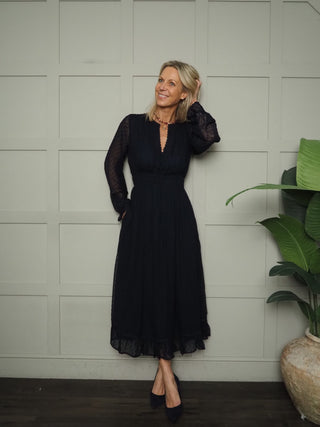 Stephanie Long Dobby Fabric Dress by Luella - Navy Blue