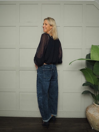 Maria Dobby Fabric Blouse by Luella - Navy Blue