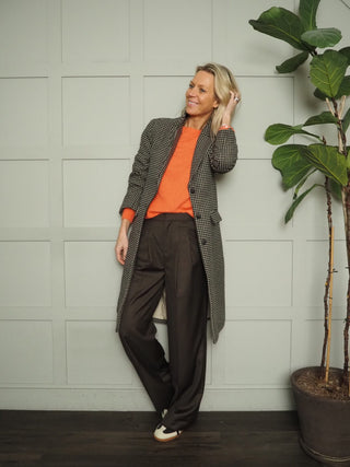 Genesis Houndstooth Coat by Moss Copenhagen - Black/Oatmeal