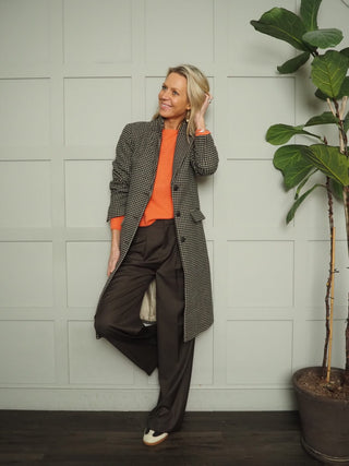 Genesis Houndstooth Coat by Moss Copenhagen - Black/Oatmeal