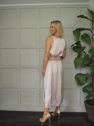 Suni Sleeveless Silk Mix Maxi Dress - Champagne, Dusty Rose, Khaki, Mushroom