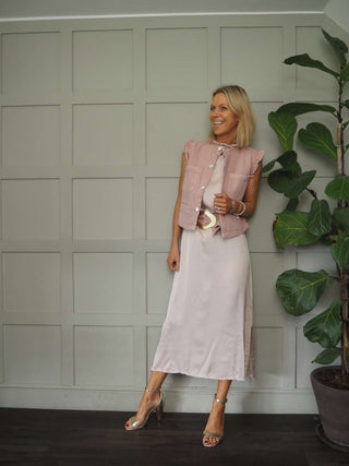 Suni Sleeveless Silk Mix Maxi Dress - Champagne, Dusty Rose, Khaki, Mushroom