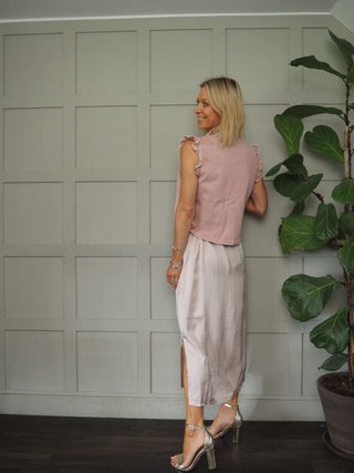 Suni Sleeveless Silk Mix Maxi Dress - Champagne, Dusty Rose, Khaki, Mushroom