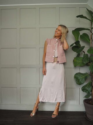 Suni Sleeveless Silk Mix Maxi Dress - Champagne, Dusty Rose, Khaki, Mushroom