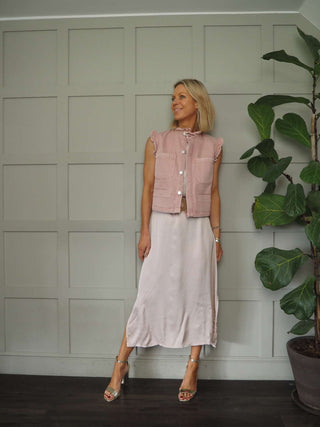 Suni Sleeveless Silk Mix Maxi Dress - Champagne, Dusty Rose, Khaki, Mushroom