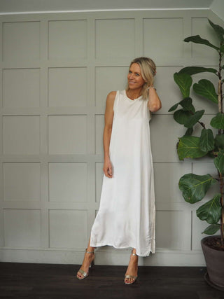 Suni Sleeveless Silk Mix Maxi Dress - Champagne, Dusty Rose, Khaki, Mushroom