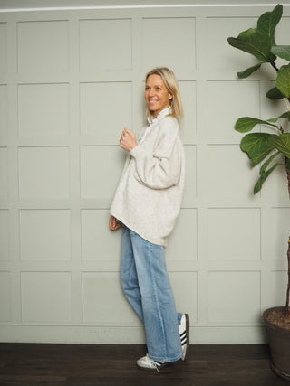 Mon Cheri Cardigan with Cherry Motif On The Back - Oatmeal and Orange