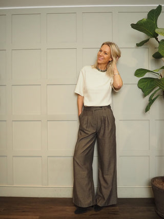 Daiko Herringbone Trousers by BYoung - Black/Brown/Grey