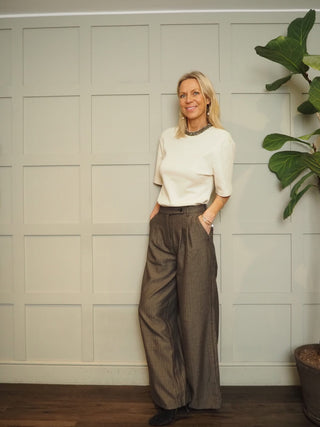 Daiko Herringbone Trousers by BYoung - Black/Brown/Grey