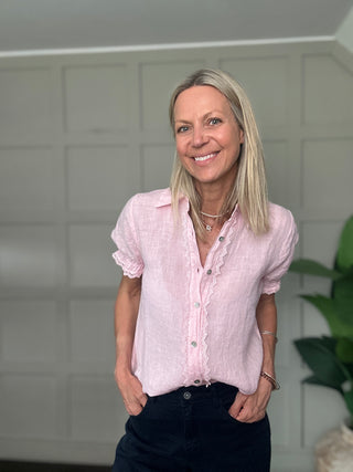Fearne Linen Blouse with SHORT Sleeves - 8 Colours