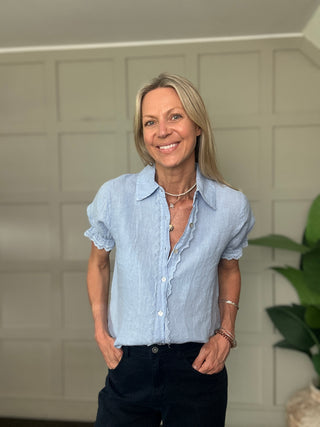 Fearne Linen Blouse with SHORT Sleeves - 8 Colours