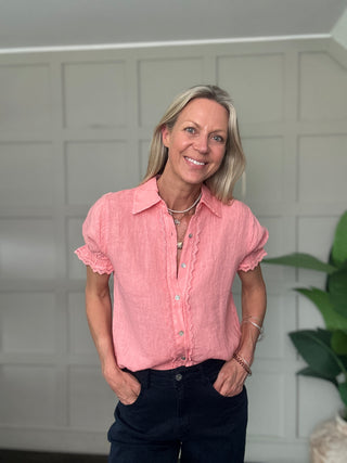 Fearne Linen Blouse with SHORT Sleeves - 8 Colours