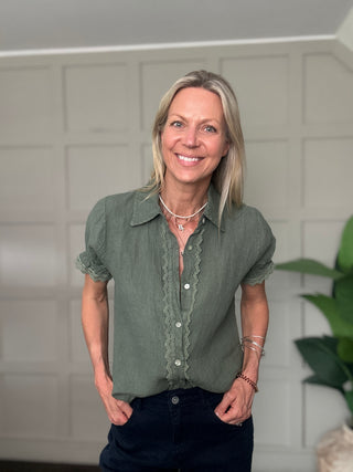 Fearne Linen Blouse with SHORT Sleeves - 8 Colours