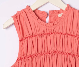 Puglia Dress with Shirred Bodice - Blue, Pink, White