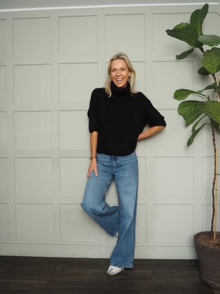 Aileen Wool Mix Short Sleeve Polo Neck Jumper - 5 Colours