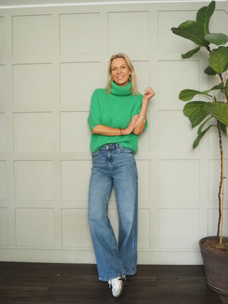 Aileen Wool Mix Short Sleeve Polo Neck Jumper - 5 Colours