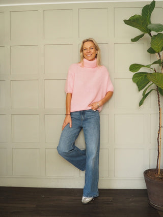 Aileen Wool Mix Short Sleeve Polo Neck Jumper - 5 Colours