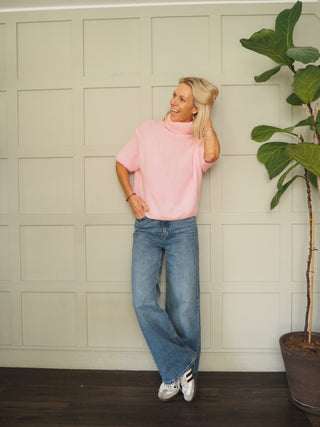 Aileen Wool Mix Short Sleeve Polo Neck Jumper - 5 Colours