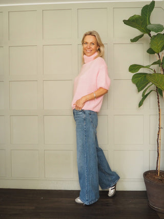 Aileen Wool Mix Short Sleeve Polo Neck Jumper - 5 Colours