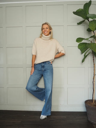 Aileen Wool Mix Short Sleeve Polo Neck Jumper - 5 Colours