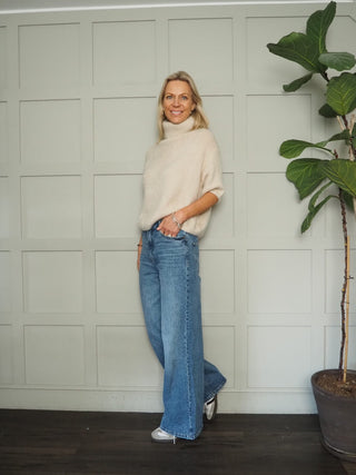 Aileen Wool Mix Short Sleeve Polo Neck Jumper - 5 Colours