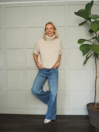 Aileen Wool Mix Short Sleeve Polo Neck Jumper - 5 Colours