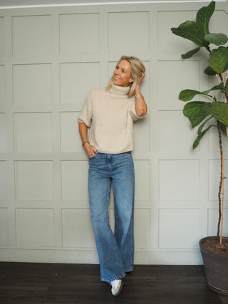 Aileen Wool Mix Short Sleeve Polo Neck Jumper - 5 Colours