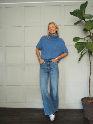 Aileen Wool Mix Short Sleeve Polo Neck Jumper - 5 Colours